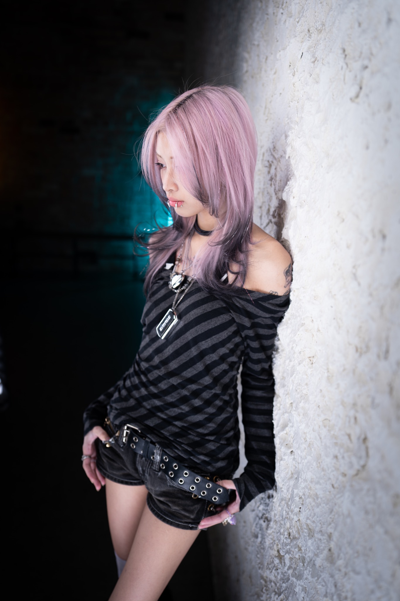 Bosco pastel pink and lavender long layered colour hairstyle