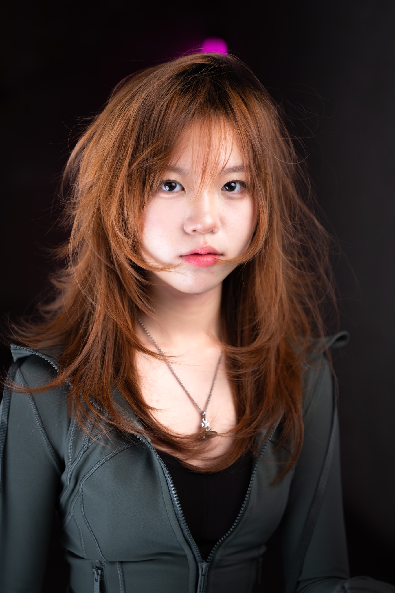Bosco warm copper layered haircut portrait