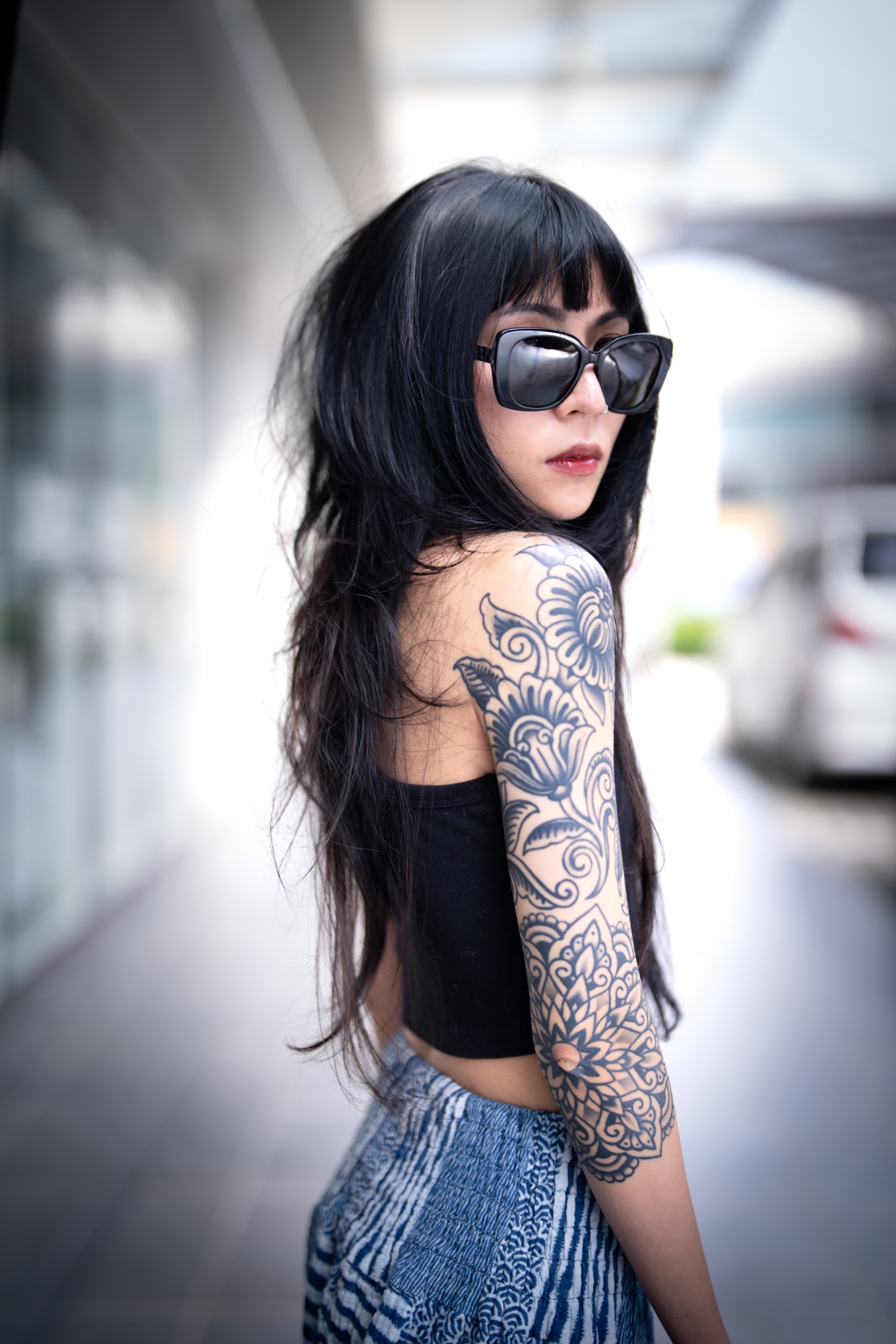 Long black layered haircut